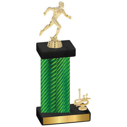 Accented Single Green Carbon Fiber First Place Running Trophy