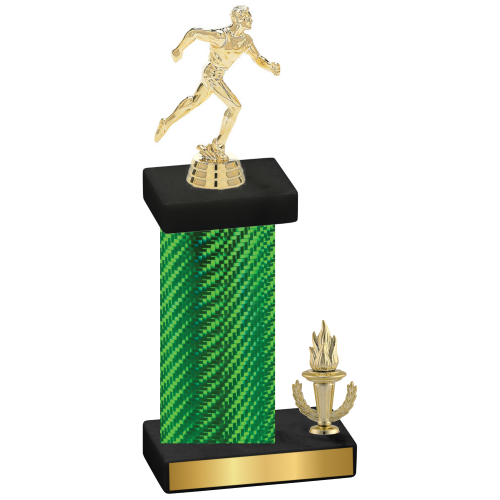 Accented Single Green Carbon Fiber Victory Running Trophy