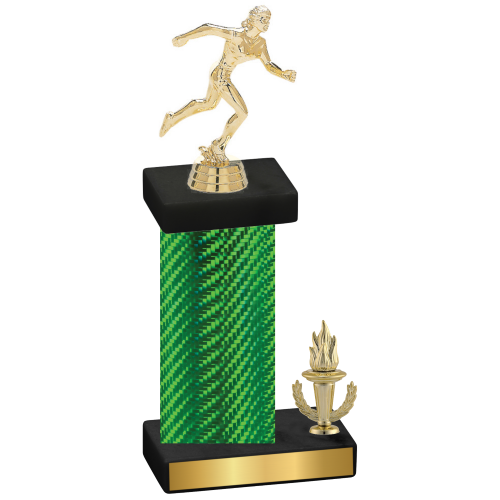 Accented Single Green Carbon Fiber Victory Running Trophy