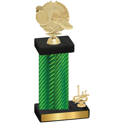 Accented Single Green Carbon Fiber First Place Running Trophy