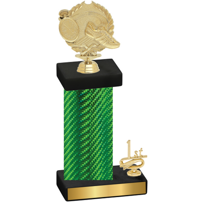 Accented Single Green Carbon Fiber First Place Running Trophy