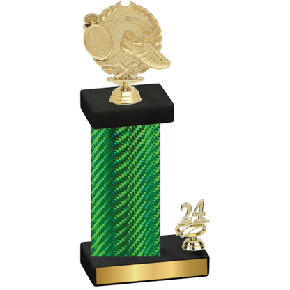 Accented Single Green Carbon Fiber Year Running Trophy