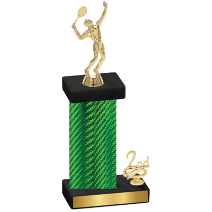 Accented Single Green Carbon Fiber Second Place Tennis Trophy