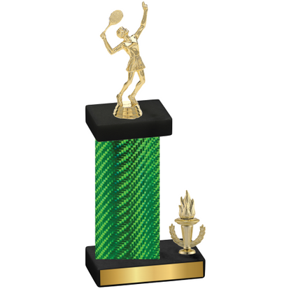 Accented Single Green Carbon Fiber Victory Tennis Trophy