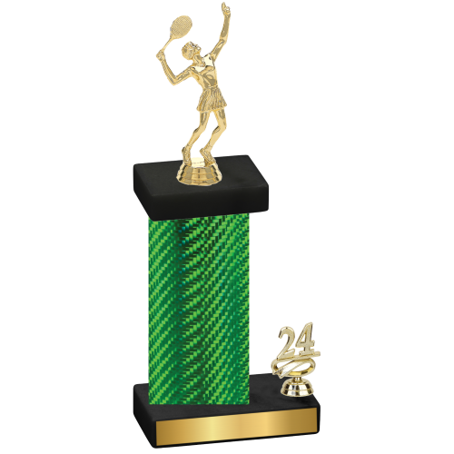 Accented Single Green Carbon Fiber Year Tennis Trophy