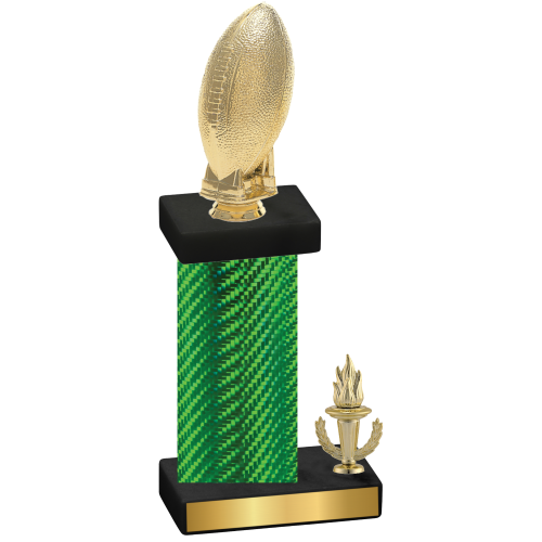 Accented Single Green Carbon Fiber Victory Football Trophy