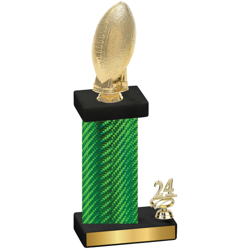 Accented Single Green Carbon Fiber Year Football Trophy