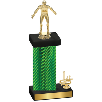 Accented Single Green Carbon Fiber First Place Wrestling Trophy