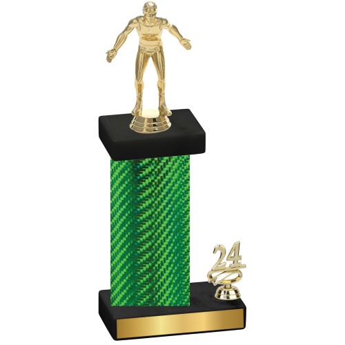 Accented Single Green Carbon Fiber Year Wrestling Trophy