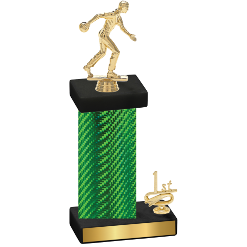 Accented Single Green Carbon Fiber First Place Bowling Trophy