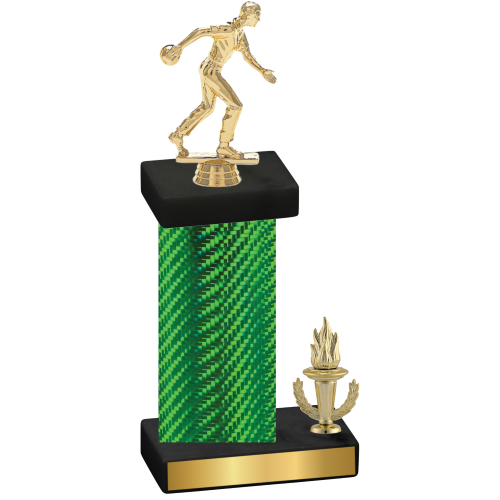 Accented Single Green Carbon Fiber Victory Bowling Trophy