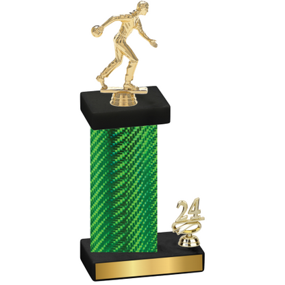 Accented Single Green Carbon Fiber Year Bowling Trophy