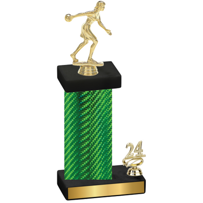 Accented Single Green Carbon Fiber Year Bowling Trophy