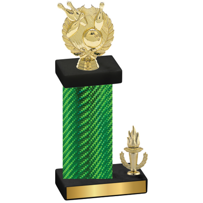 Accented Single Green Carbon Fiber Victory Bowling Trophy