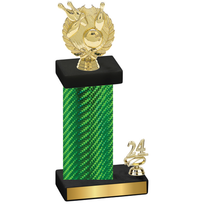 Accented Single Green Carbon Fiber Year Bowling Trophy