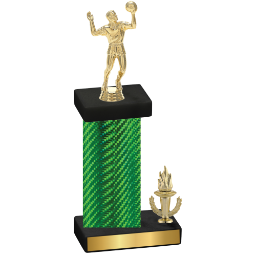 Accented Single Green Carbon Fiber Victory Volleyball Trophy