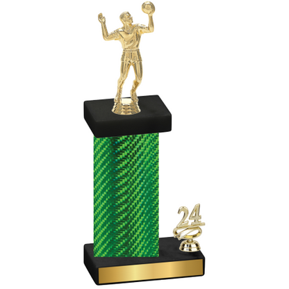 Accented Single Green Carbon Fiber Year Volleyball Trophy