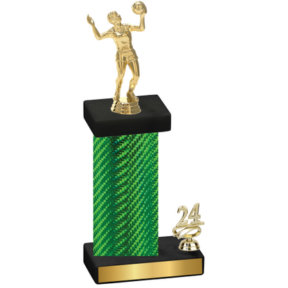 Accented Single Green Carbon Fiber Year Volleyball Trophy
