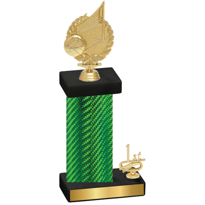 Accented Single Green Carbon Fiber First Place Volleyball Trophy