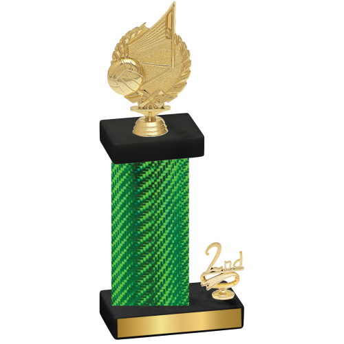 Accented Single Green Carbon Fiber Second Place Volleyball Trophy