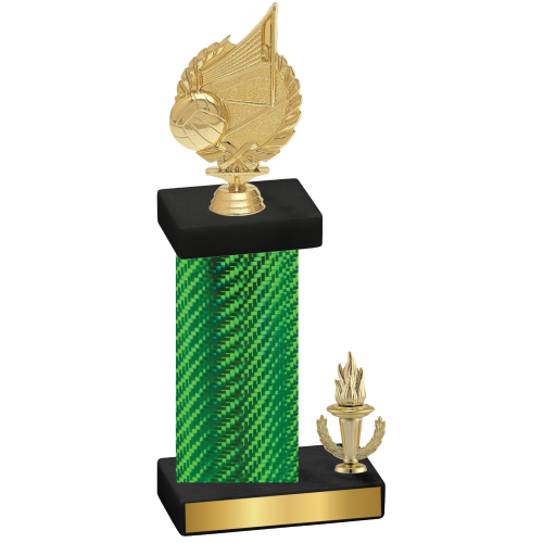 Accented Single Green Carbon Fiber Victory Volleyball Trophy