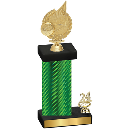 Accented Single Green Carbon Fiber Year Volleyball Trophy