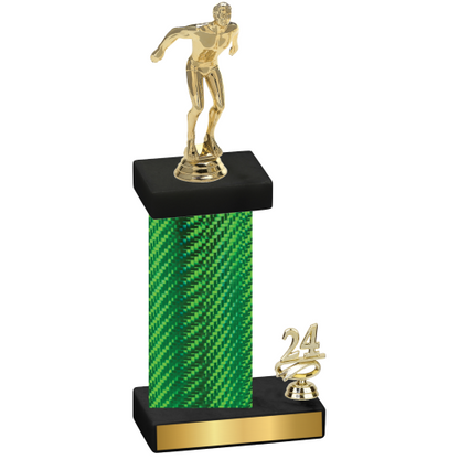 Accented Single Green Carbon Fiber Year Swimming Trophy