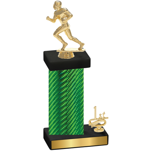 Accented Single Green Carbon Fiber First Place Football Trophy