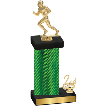 Accented Single Green Carbon Fiber Second Place Football Trophy