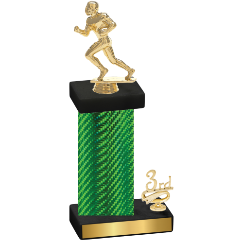 Accented Single Green Carbon Fiber Third Place Football Trophy