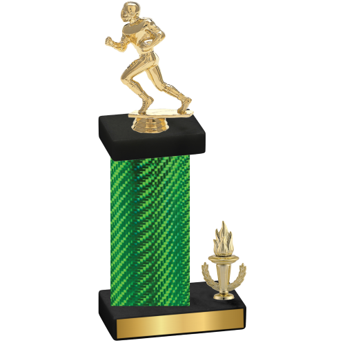Accented Single Green Carbon Fiber Victory Football Trophy