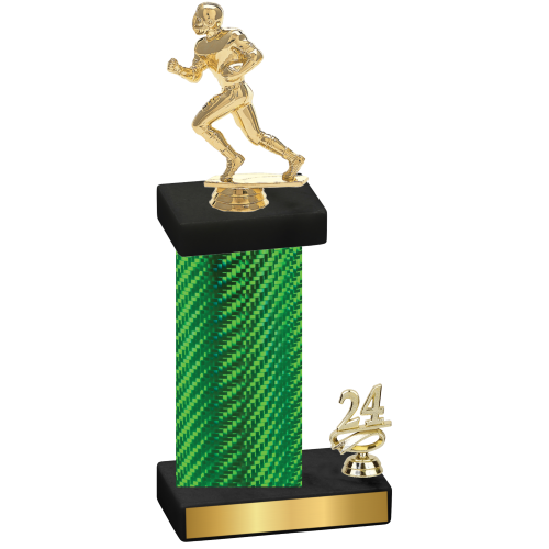 Accented Single Green Carbon Fiber Year Football Trophy