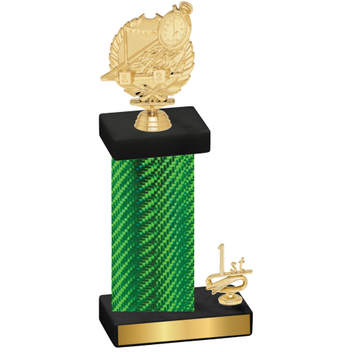 Accented Single Green Carbon Fiber First Place Swimming Trophy