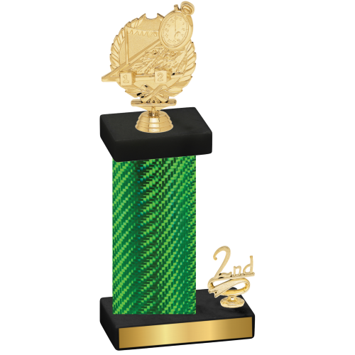 Accented Single Green Carbon Fiber Second Place Swimming Trophy