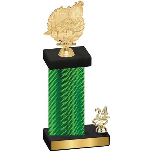 Accented Single Green Carbon Fiber Year Swimming Trophy