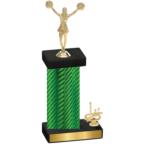 Accented Single Green Carbon Fiber First Place Cheerleading Trophy