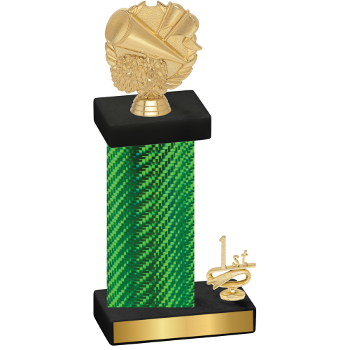 Accented Single Green Carbon Fiber First Place Cheerleading Trophy