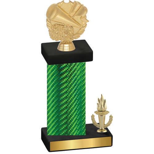 Accented Single Green Carbon Fiber Victory Cheerleading Trophy