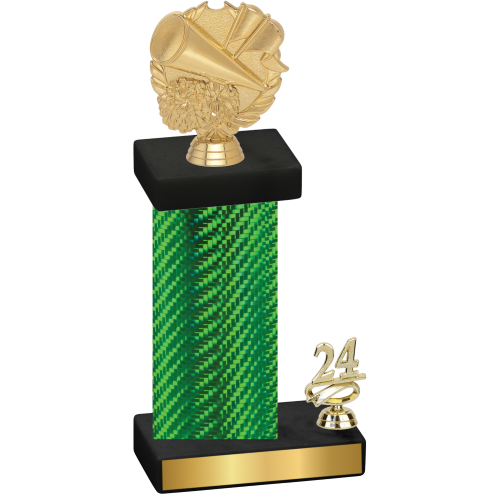 Accented Single Green Carbon Fiber Year Cheerleading Trophy