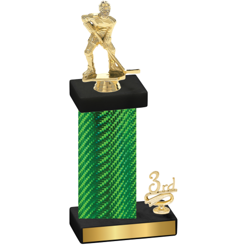 Accented Single Green Carbon Fiber Third Place Hockey Trophy