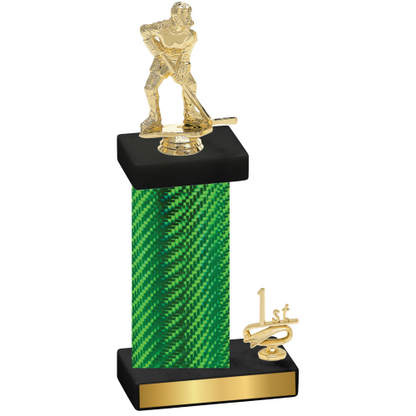 Accented Single Green Carbon Fiber First Place Hockey Trophy