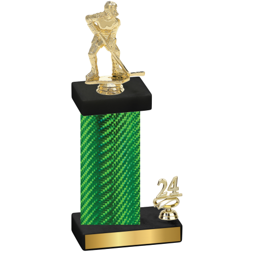 Accented Single Green Carbon Fiber Year Hockey Trophy