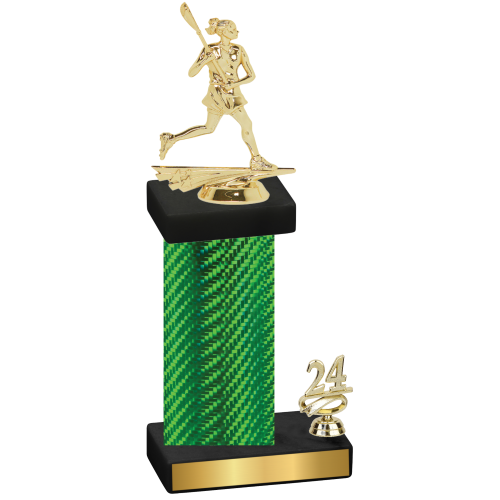 Accented Single Green Carbon Fiber Year Lacrosse Trophy