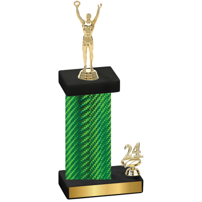 Accented Single Green Carbon Fiber Year Victory Trophy