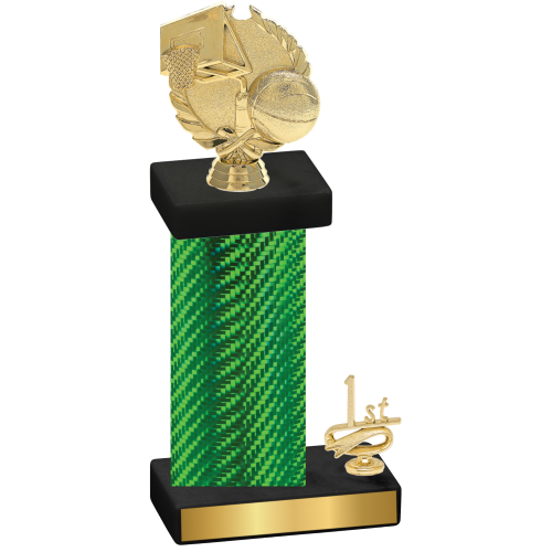 Accented Single Green Carbon Fiber First Place Basketball Trophy