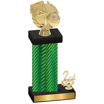 Accented Single Green Carbon Fiber Second Place Basketball Trophy