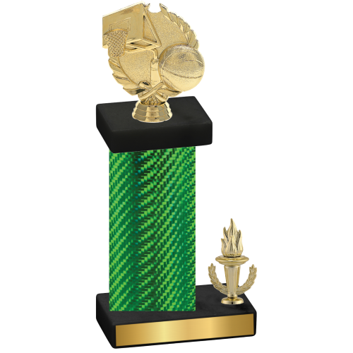 Accented Single Green Carbon Fiber Victory Basketball Trophy