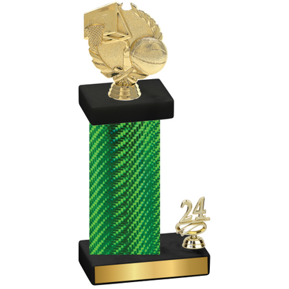 Accented Single Green Carbon Fiber Year Basketball Trophy