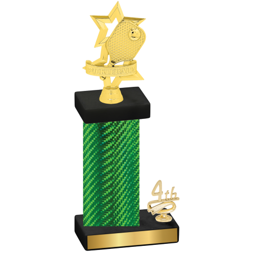 Accented Single Green Carbon Fiber Fourth Place Pickleball Trophy