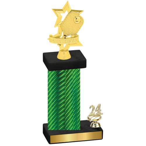 Accented Single Green Carbon Fiber Year Pickleball Trophy